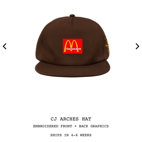 Travis Scott X Mcdonalds Cj Arches Hat 